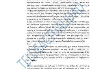 Escrito de GoroEco presentado en el Ayuntamiento de Telde/TA.